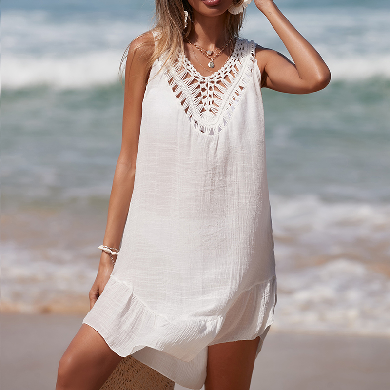 Vestido corto calado con espal - Cover Up Kaftan reseña y precio