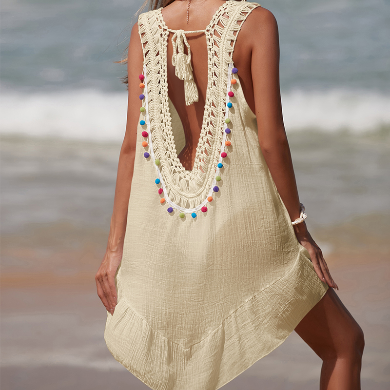 Vestido corto calado con espal - Cover Up Kaftan reseña y precio