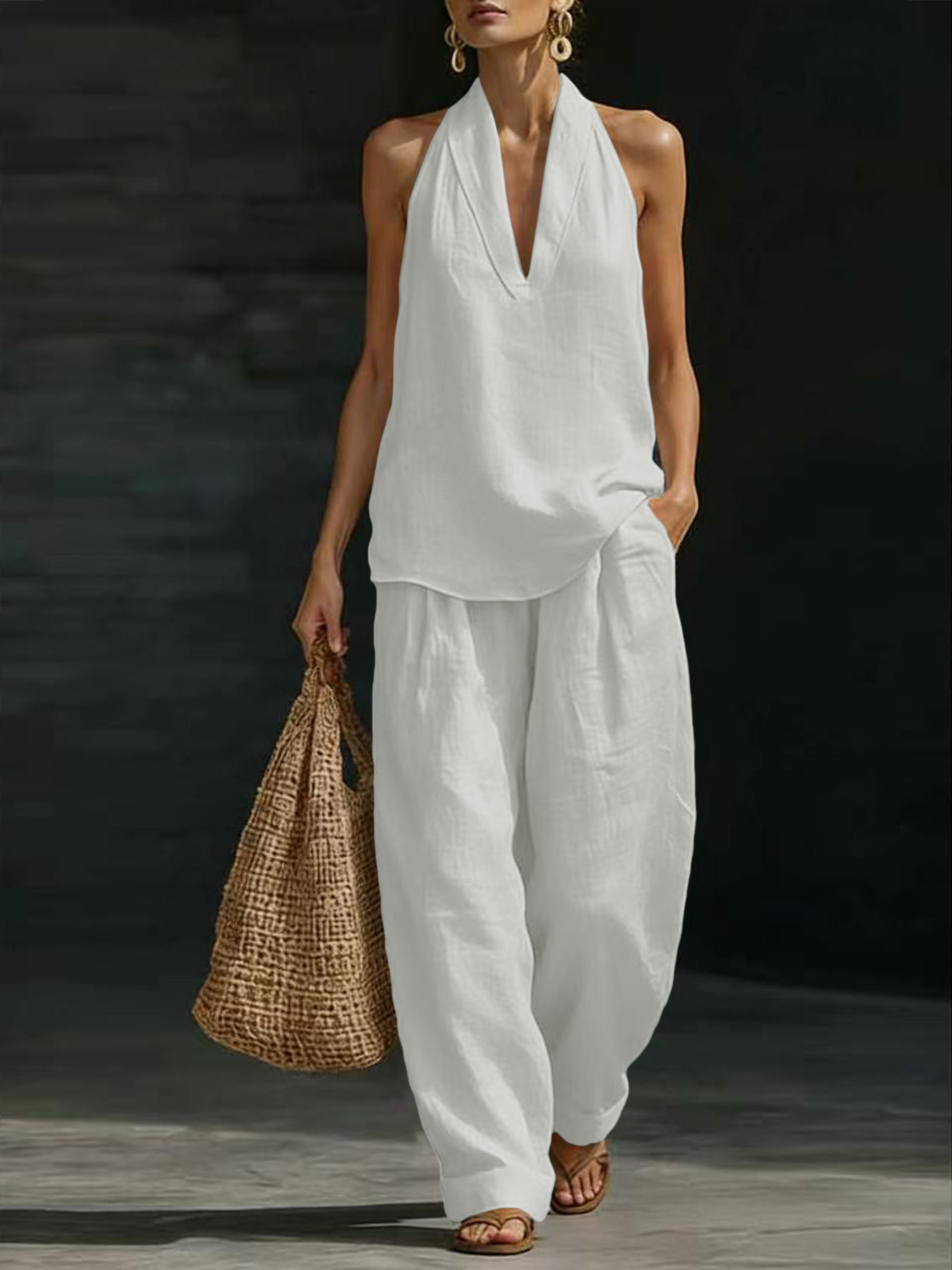 Conjunto de 2 piezas de lino p - Linen Pant Wide reseña y precio