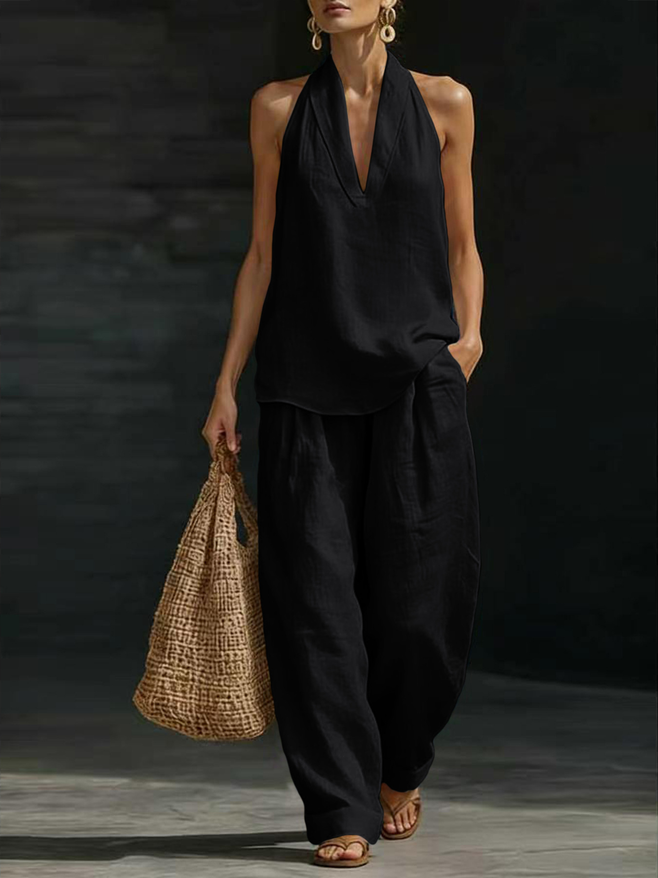 Conjunto de 2 piezas de lino p - Linen Pant Wide reseña y precio