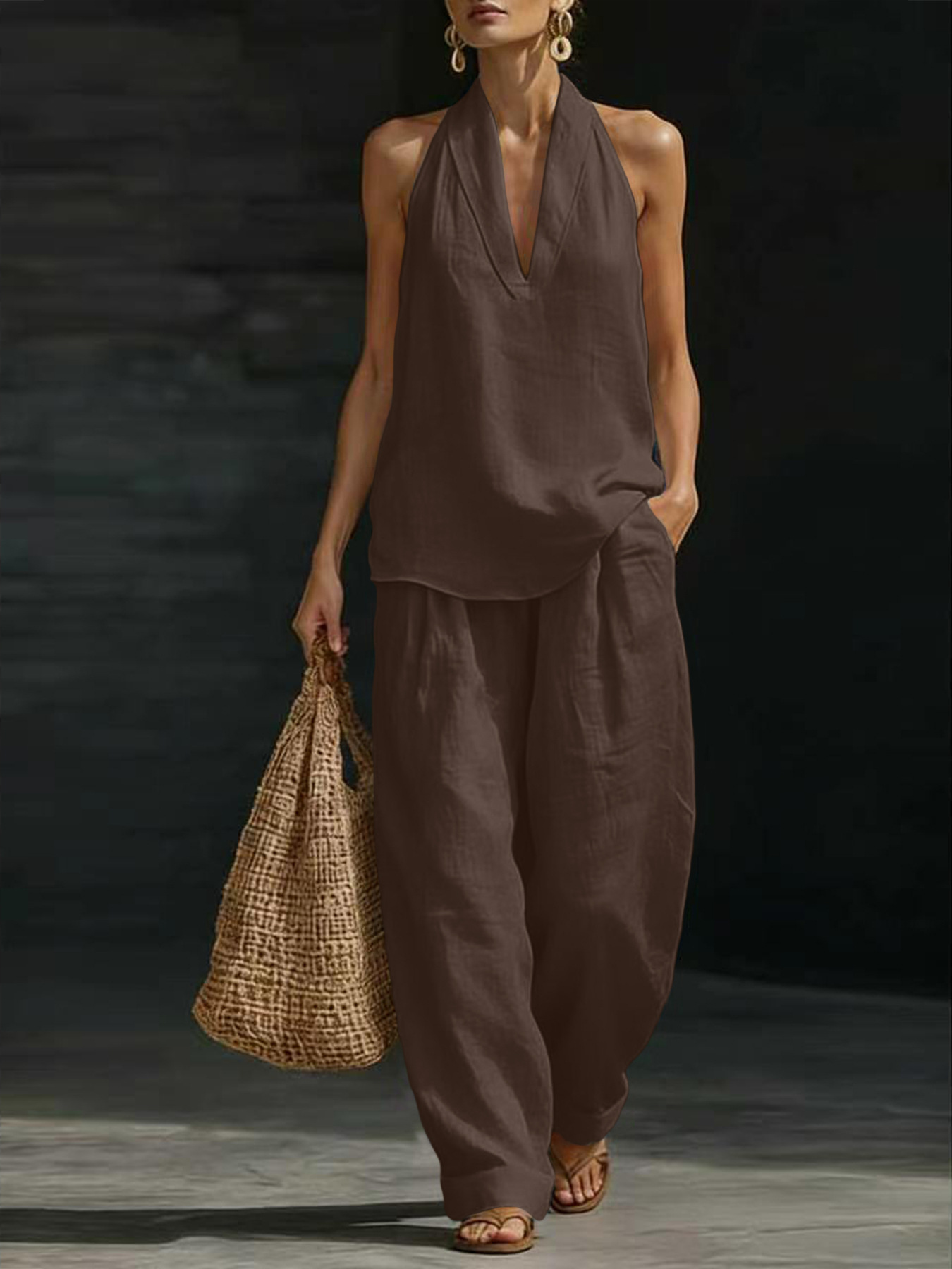 Conjunto de 2 piezas de lino p - Linen Pant Wide reseña y precio