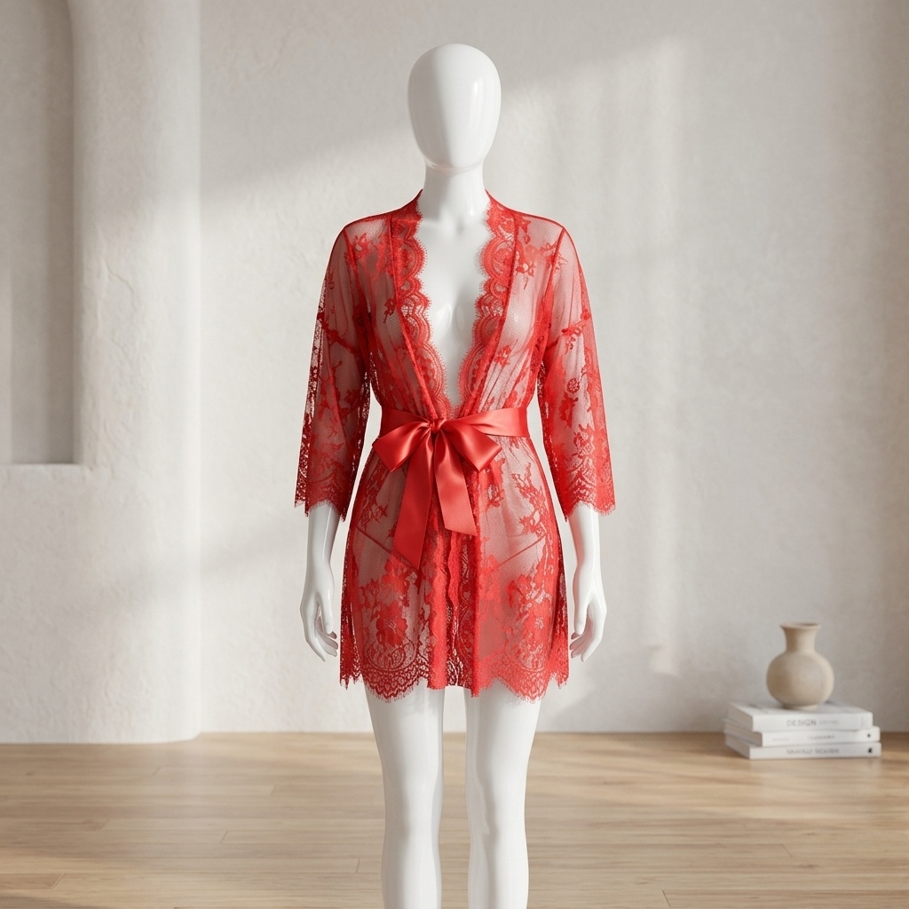Bata de lencería de encaje flo - Kimono Sheer Floral reseña y precio